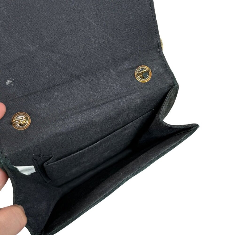 Leather Dark Green Quilted Suede Crossbody Purse Gold Chain Bag Dark Academia - Picture 2 of 12
